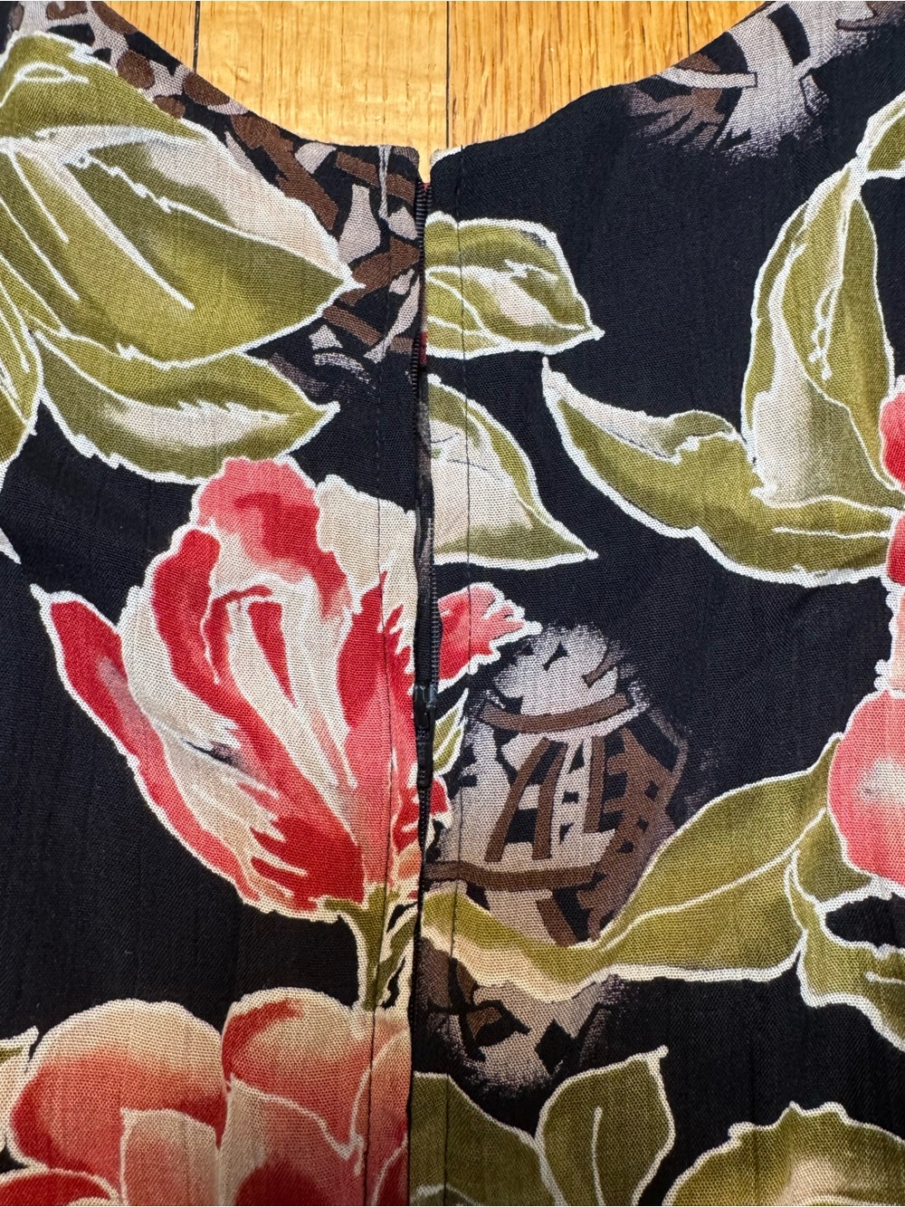 Vintage 90’s Anthony Mark Hankins Floral Midi Dress Pleated Waist Size 6 Rayon - Picture 5 of 9